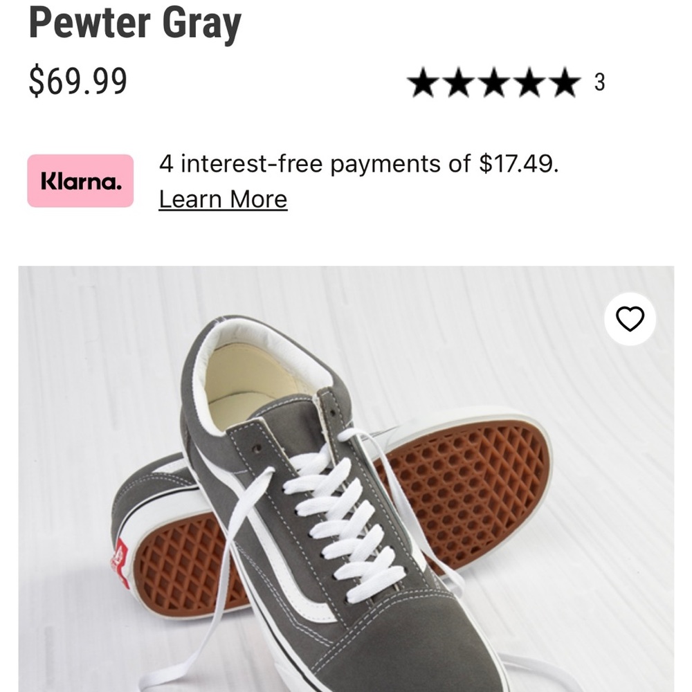 Like new Old Skool Vans, Pewter Grey. Women’s size 9 Men’s size 7.5. Worn once